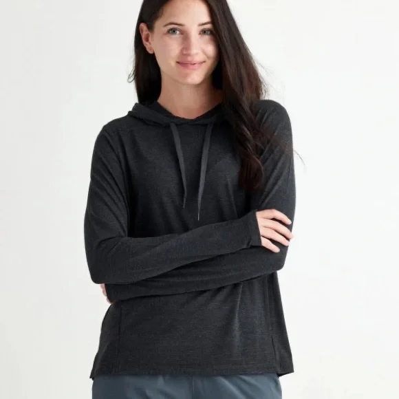 NWT Free Fly Women’s Bamboo Flex Hoodie in Heather Black; Size Small - Picture 1 of 6